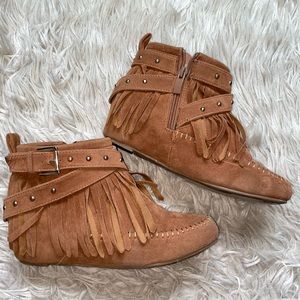 Fringe Moccasin Suede Booties